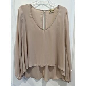 Show Me Your Mumu Women's Blouse Long Sleeve Flowy Beige Size Small